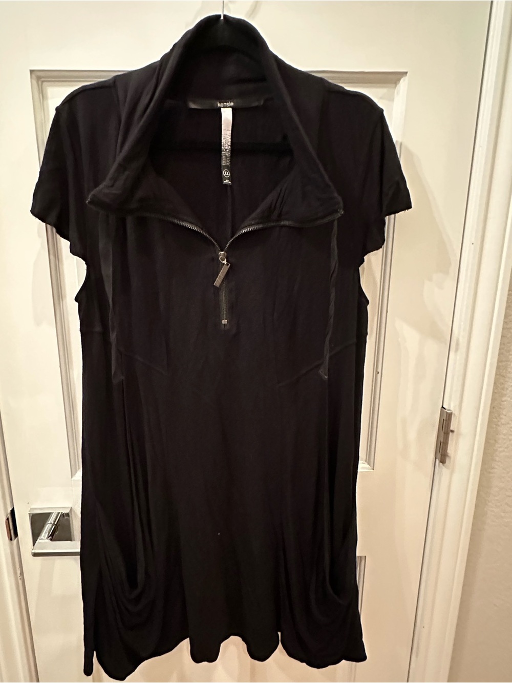 Kensie Black Short-Sleeve Zip-Front Dress/Tunic - Picture 3 of 6